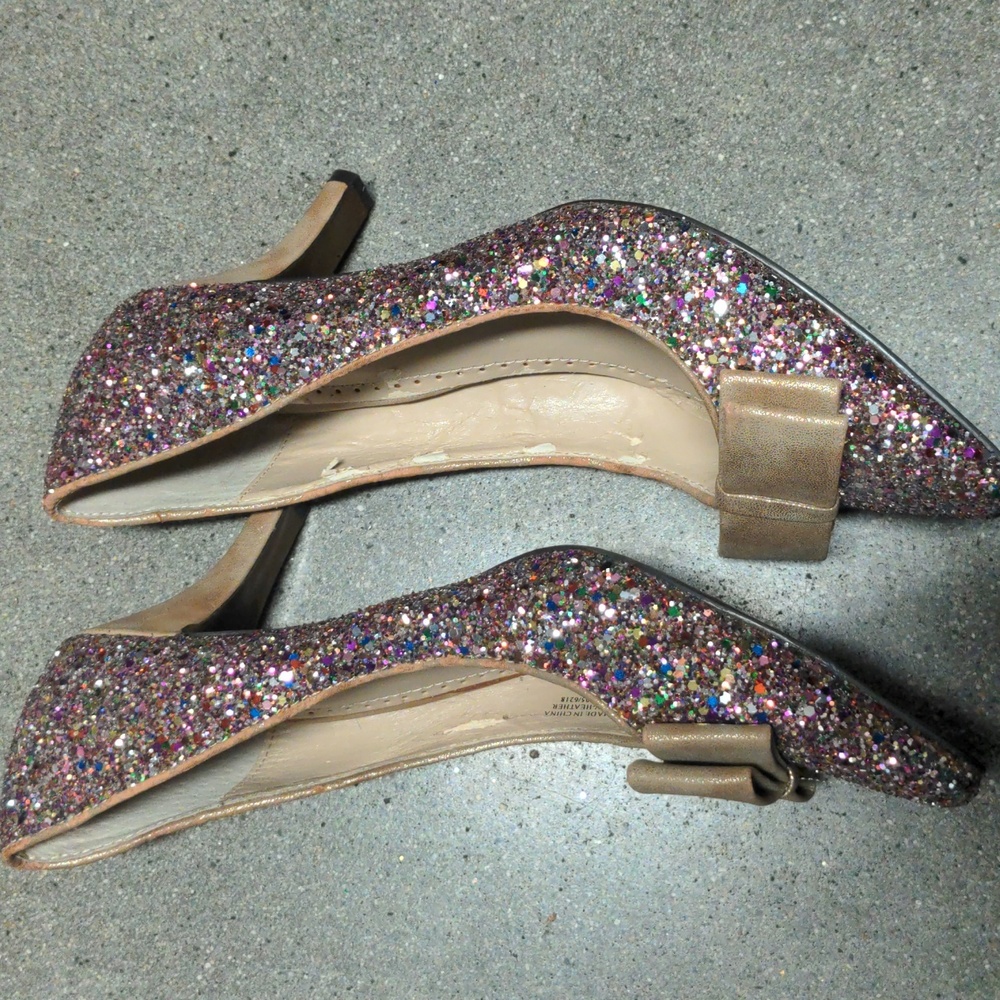 3/$15 Adrienne Vittadini sparkle pumps AV-Heather gold 3" heel sz 9M - Picture 5 of 9